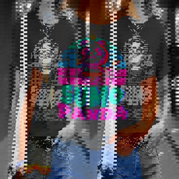 相撲パンダ力士ベーパーウェーブ和風美学 Tシャツ 彼女への贈り物