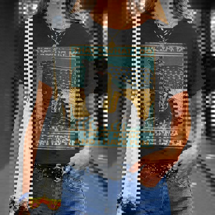 面白い レトロ 猫 演奏 サックス ヴィンテージ 音楽 Tシャツ 彼女への贈り物