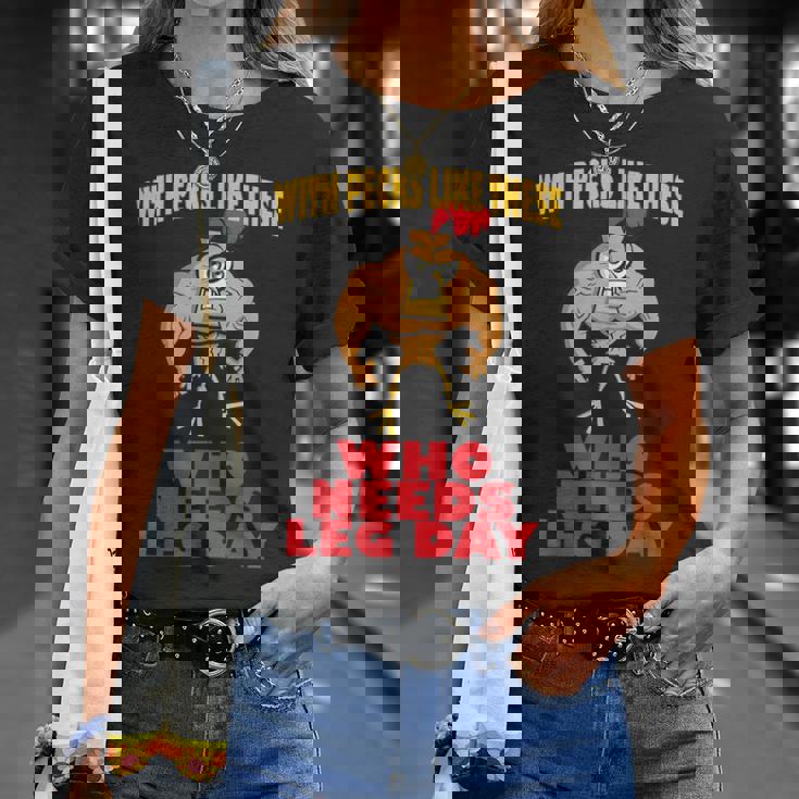 面白いジムフィットネスワークアウトtシャツ チキンレッグ Tシャツ 彼女への贈り物