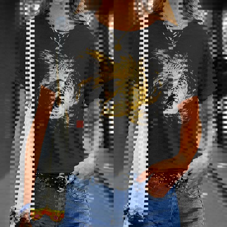 鯉 黒金 アクアリウム ニシキゴイ 観賞魚 イラスト Tシャツ 彼女への贈り物