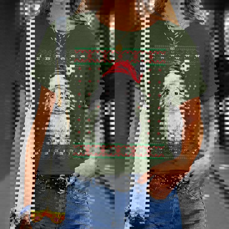 Ugly Christmas Sweater Rabbit Lover Santa Hat Holiday T-Shirt Gifts for Her Ugly Christmas Sweater Rabbit Lover Santa Hat Holiday T-Shirt Gifts for Her