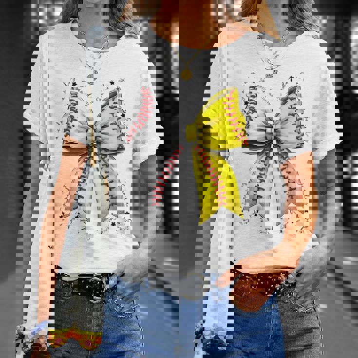 Baseball Softball Bow Coquette Baseball Mom Mama T-Shirt Gifts for Her