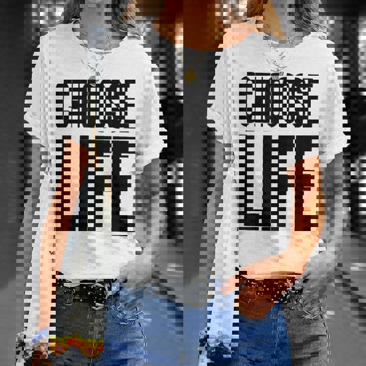 Choose Life 前面と背面の両面デザイン Tシャツ 彼女への贈り物