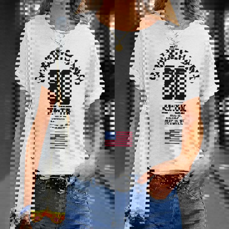 Cooltaten Island New York City Illustration Fashiontyle 長袖tシャツ Tシャツ 彼女への贈り物