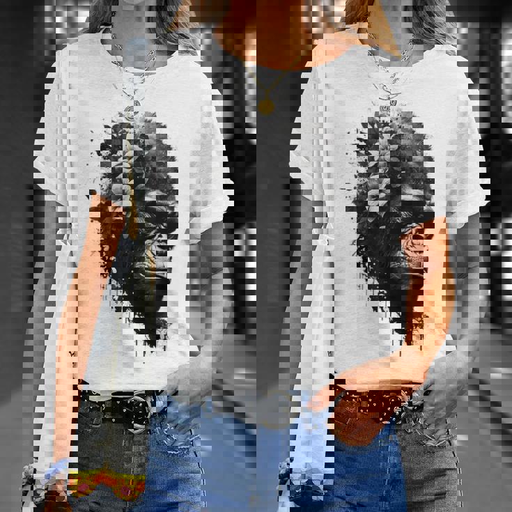 Gorilla Flowers モンキーアニマルプリントアート ゴリラ Tシャツ 彼女への贈り物