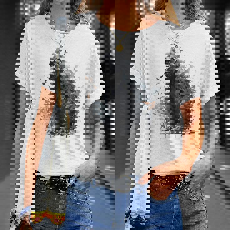 Gorilla Lover アートワーク 鳥 動物 モチーフ ゴリラ Tシャツ 彼女への贈り物