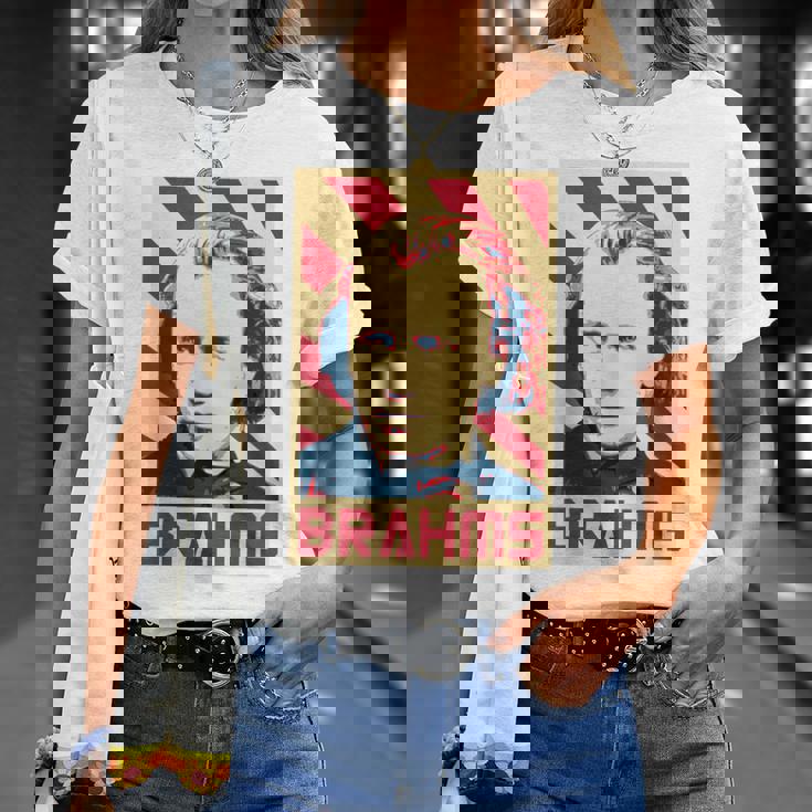 Johannes Brahms クラシック音楽の作曲家 レトロ調 Tシャツ 彼女への贈り物