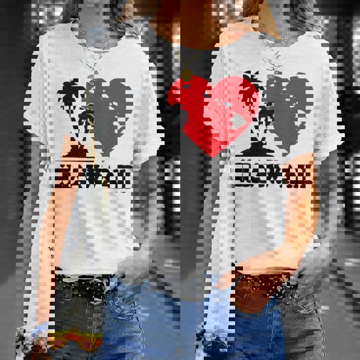 I Love Hawaii ハワイアンハートパーム レディース メンズ ボーイズ ガールズ Tシャツ 彼女への贈り物