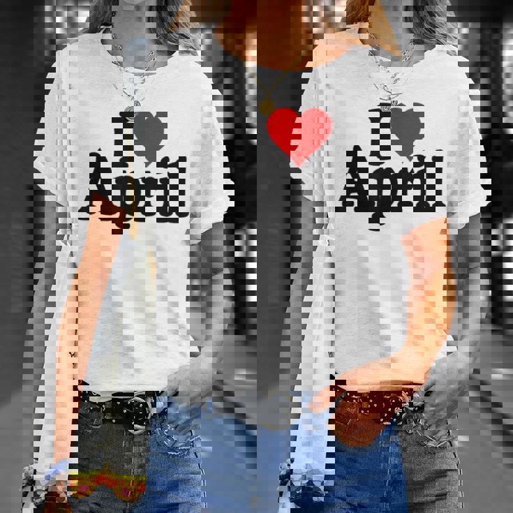 I Love Heart April Nameon A Tシャツ 彼女への贈り物