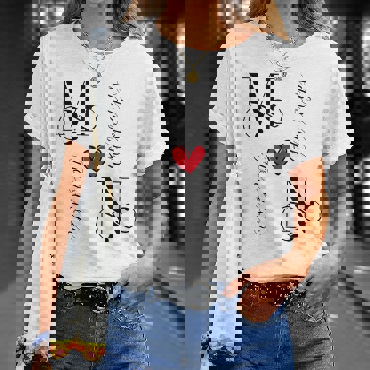 M & N カップル イニシャル 結婚式 記念日 新築祝い Tシャツ 彼女への贈り物