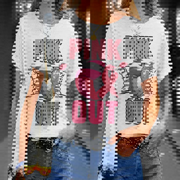 Pink Out Volleyball Breast Cancer Awareness Ribbon Volley T-Shirt Gifts for Her