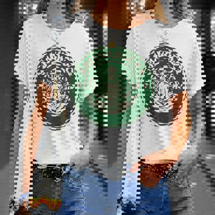 Saunabucks サウナ パロディ サウナー向け おもしろデザイン ととのう グッズ おもしろ 文字 スタバ カフェ Tシャツ 彼女への贈り物