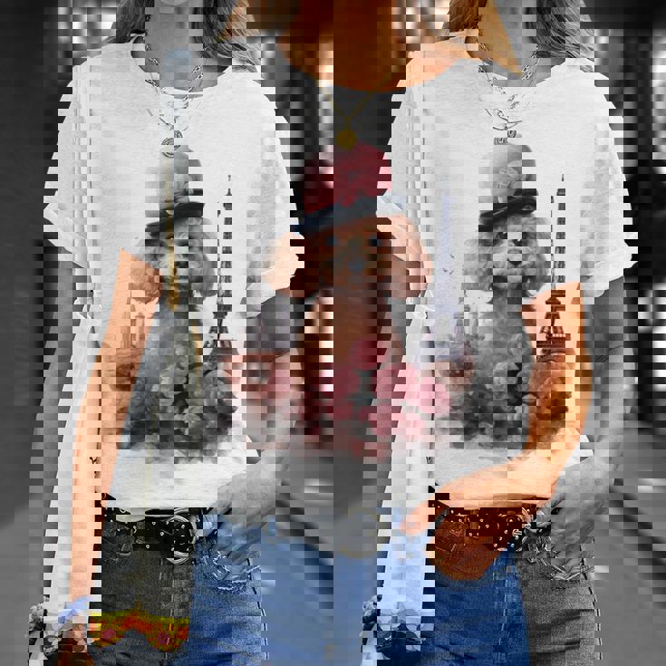 かわいい フランス パリ エッフェル塔 トイプードル パリジャンプードル 長袖tシャツ Tシャツ 彼女への贈り物