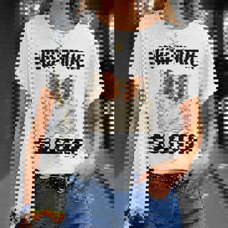 かわいいパピヨンドッグは睡眠パジャマナイトガウンが必要です Tシャツ 彼女への贈り物