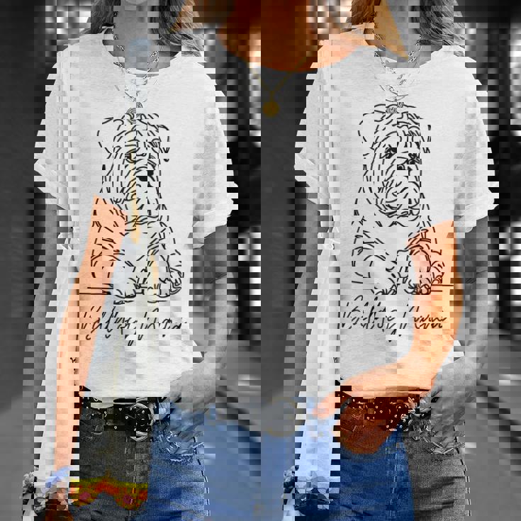 イングリッシュブルドッグ ママ ブルドッグ ママ キュート ラインアート 犬 アーティスティック Tシャツ 彼女への贈り物