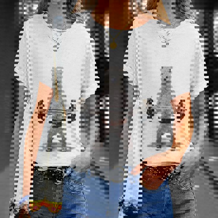 ウェイトリフティング 筋トレ バーベル やる気がないなら家に帰れ 白熊 しろくま Tシャツ 彼女への贈り物