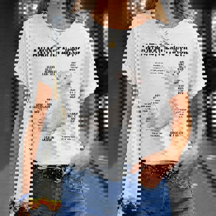 ウエスト・ハイランド・ホワイト・テリア犬の子犬ウェスティの解剖学 Tシャツ 彼女への贈り物