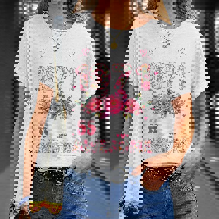 オンバック 55歳 1971年4月 花柄 55歳の誕生日 Tシャツ 彼女への贈り物