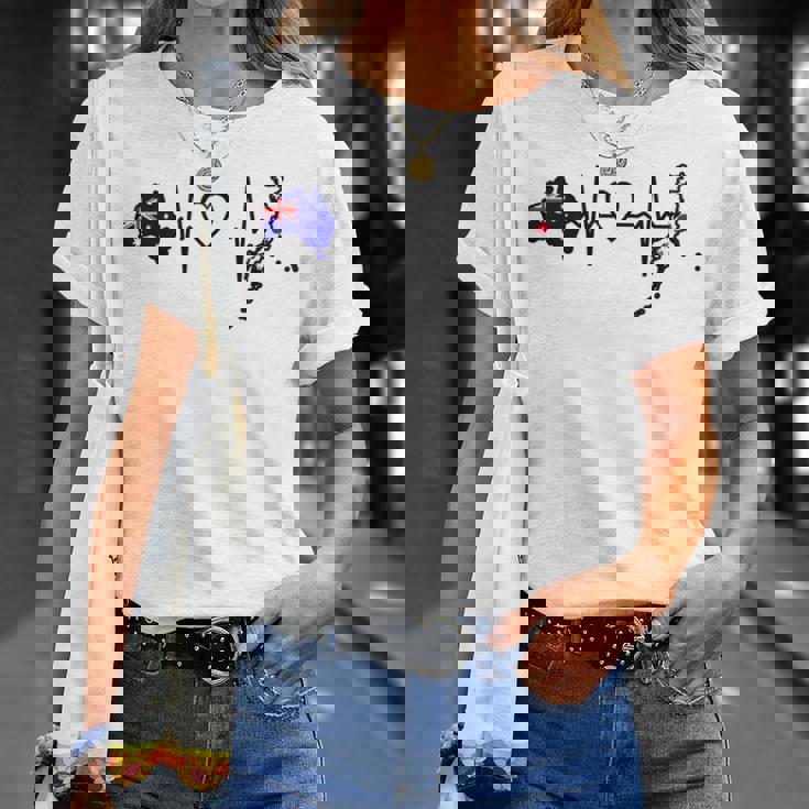 オーストラリア 日本 ハートビート オーストラリア 日本国旗 Tシャツ 彼女への贈り物