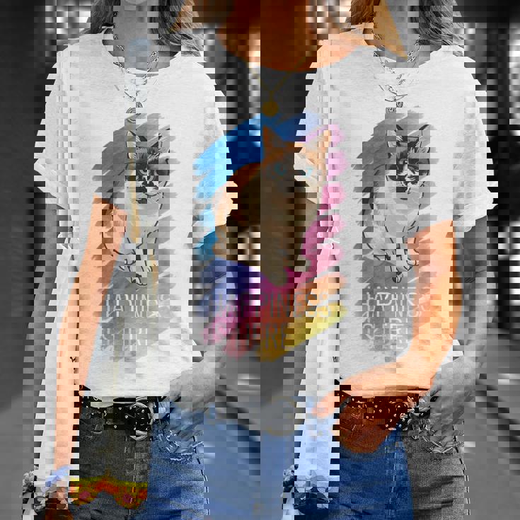 シャム猫 ラグドール ネコ 青い瞳 ブルーアイ かわいい 癒し 幸せ 前向き 猫好き グラデーション Tシャツ 彼女への贈り物