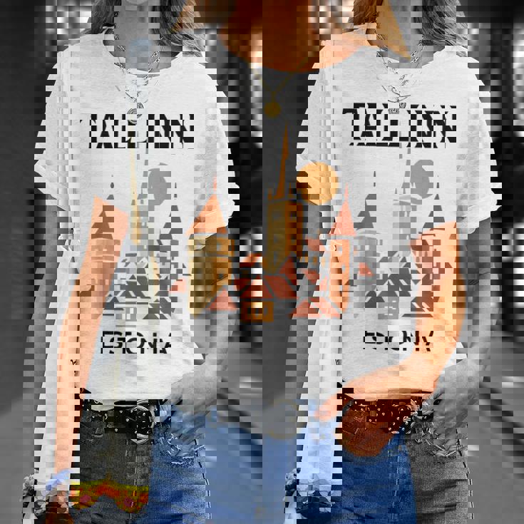 タリン エストニア 中世 旧市街 ヴィンテージ レトロ エストニア Tシャツ 彼女への贈り物