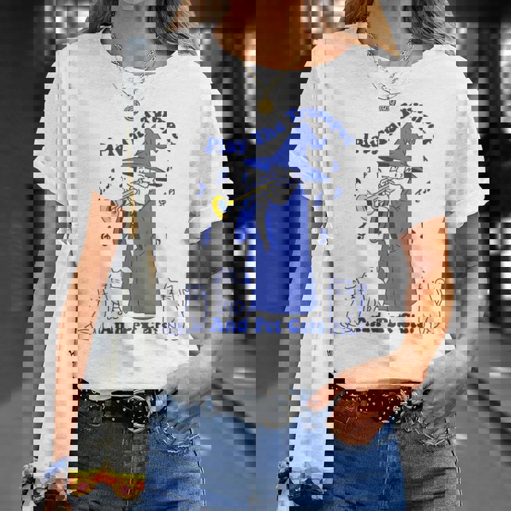トランペットとペットの猫を弾く Tシャツ 彼女への贈り物