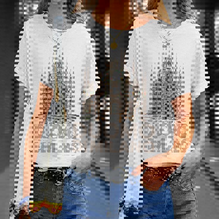 ドゥオーモ・ディ・ミラノ大聖堂のイラスト Tシャツ 彼女への贈り物