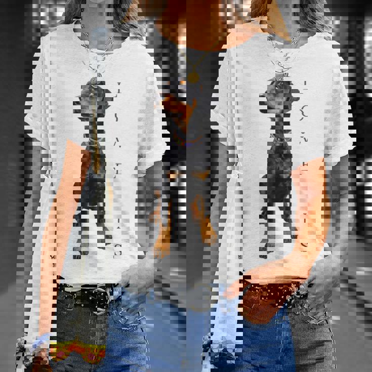 ドーベルマン シャツ ドーベルマン ピンシャー 犬 ママ お父さん 愛 ペット 子犬 Tシャツ 彼女への贈り物