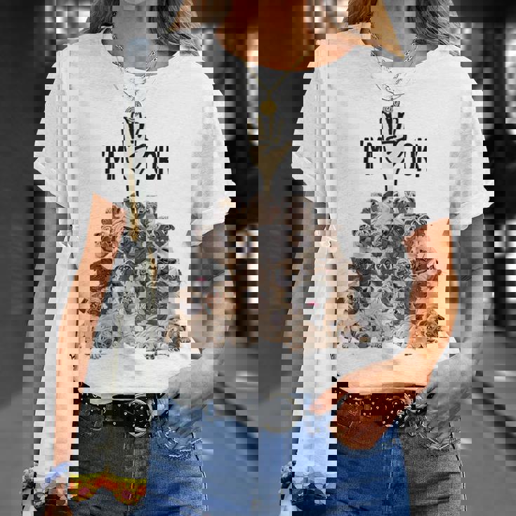 パグがいっぱい I'm Ok パグ好き。 Tシャツ 彼女への贈り物