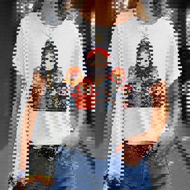 マトリョーシカ ロシア人形 入れ子人形 マトリョーシカ 長袖tシャツ Tシャツ 彼女への贈り物