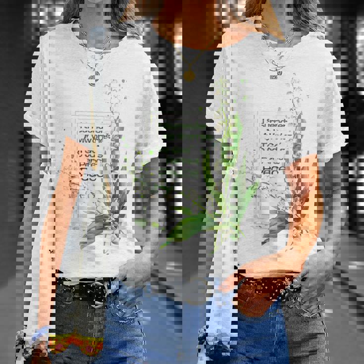 水彩 スズラン キリスト教の祈り Tシャツ 彼女への贈り物