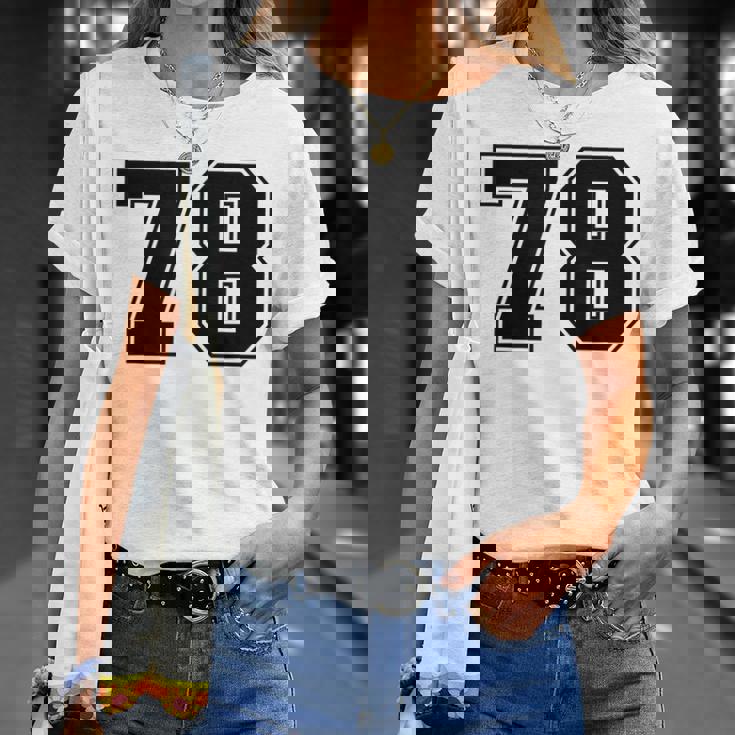 番号 78 ブラック スポーツファン ジャージ ナンバー Tシャツ 彼女への贈り物