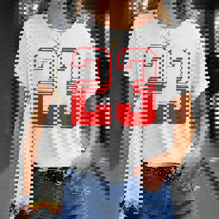 白赤番号 23 スポーツチーム Tシャツ 彼女への贈り物