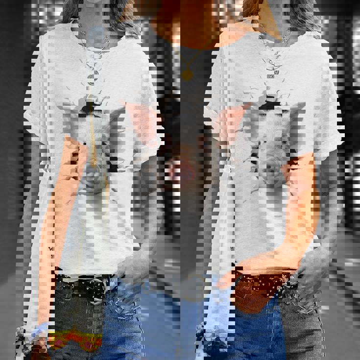 豚 アニマル柄 グラフィック 図面 イラスト 顔 豚 Tシャツ 彼女への贈り物