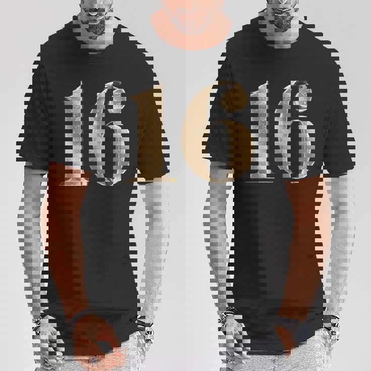 16 16 誕生日 お気に入り 数字 フルール・ド・リス デザイン Tシャツ 面白い贈り物