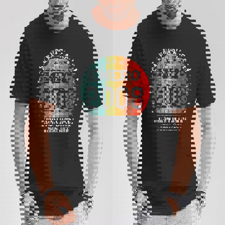 18 Años Cumpleaños Leyendas Nacen Enero 2008 Chica Chico Manga Larga Camiseta unisex Regalos divertidos