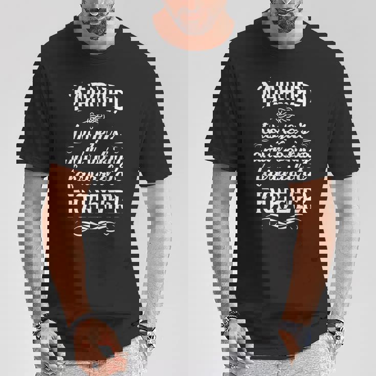 2年 結婚記念日 結婚 結婚記念日 結婚記念日 結婚結婚式 Tシャツ 面白い贈り物