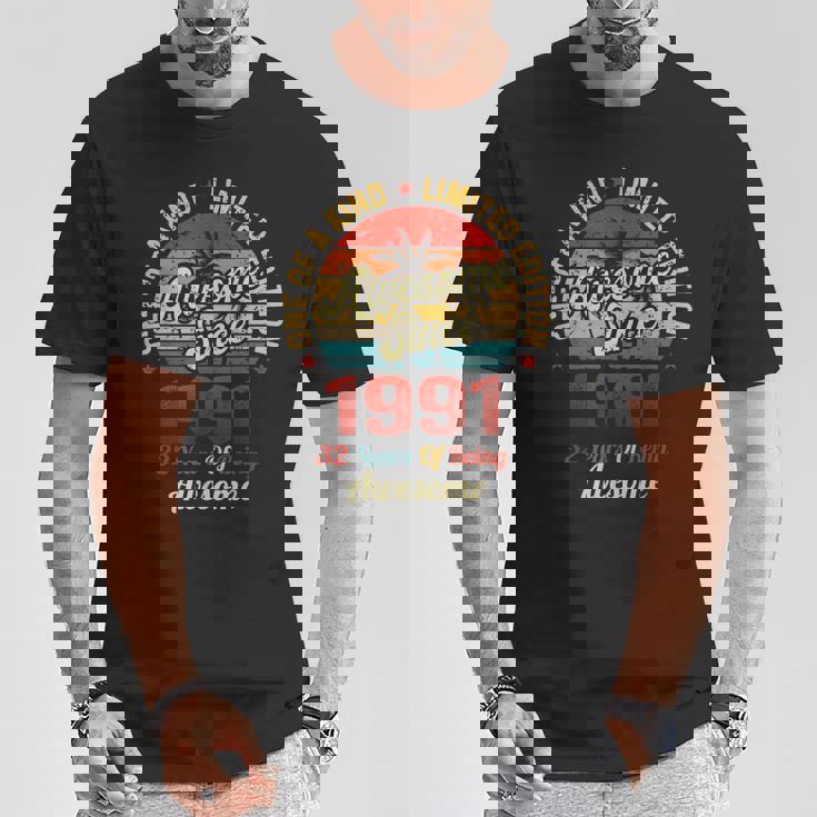 32 誕生日デコレーション メンズ レディース 1991 Bday 32Th Birthday Tシャツ 面白い贈り物