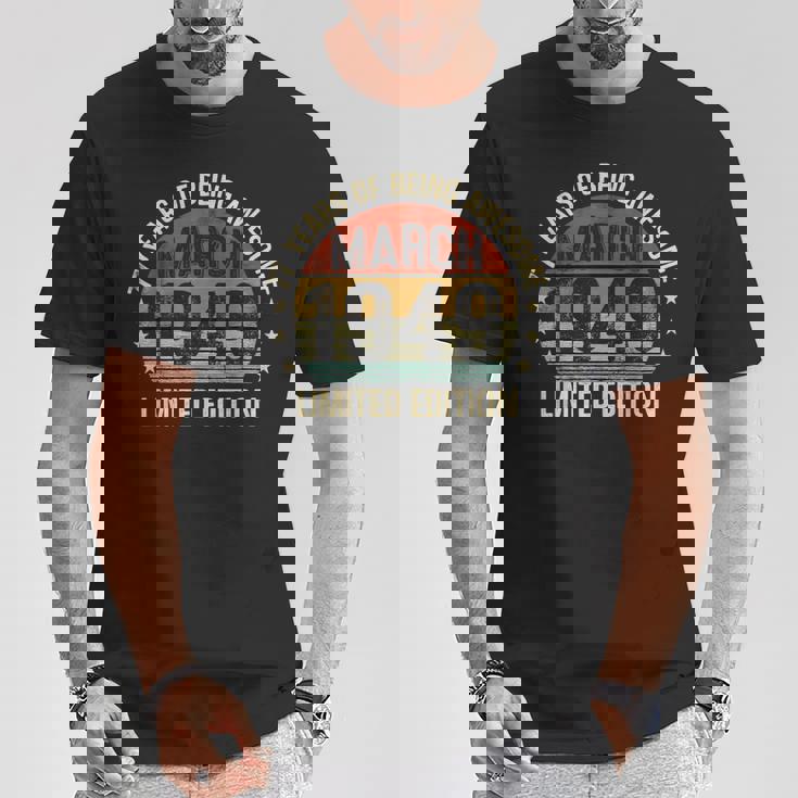 3月の誕生日 Est 1949 限定版 ヴィンテージ 77歳 Tシャツ 面白い贈り物
