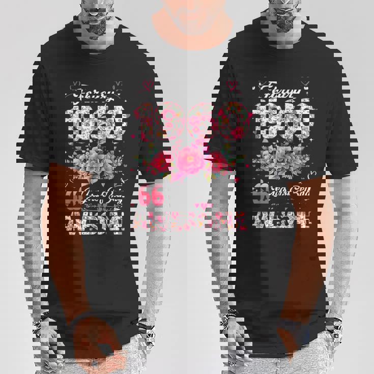 66歳 1960年2月 花柄 66歳 誕生日 男性 女性 Tシャツ 面白い贈り物