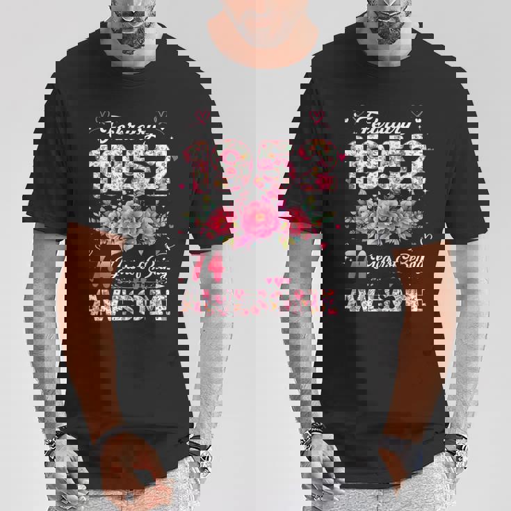 74歳 1952年2月 花柄 74歳 誕生日 男性 女性 Tシャツ 面白い贈り物