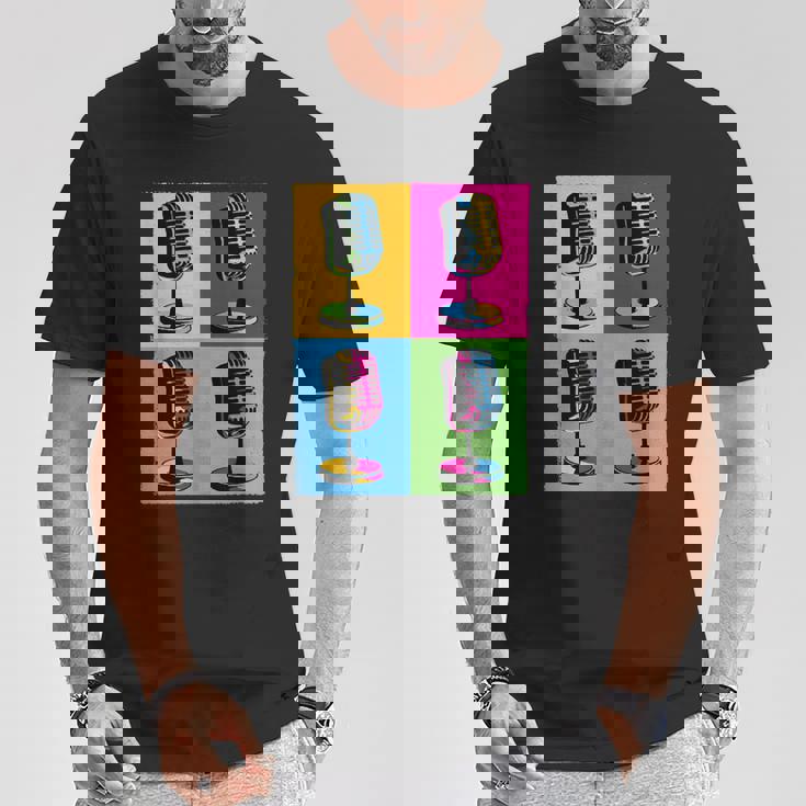 Arte Pop Micrófono Amantes Y Artistas De La Música Camiseta unisex Regalos divertidos