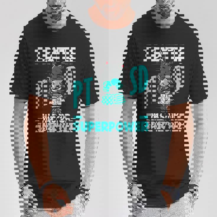 I Battle Ptsd What's Youruperpower Ptsd認識 Tシャツ 面白い贈り物