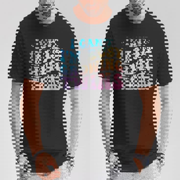 I Can't I'm Busy Growing Twins Twin Expecting Mom Pregnancy T-Shirt Unique Gifts