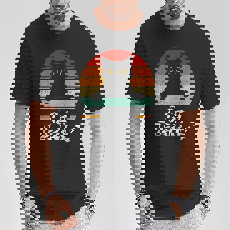 Cat Daddy Retro Compleanno & Festa Del Papà Gatto Papà Uomo Maglietta Regalos divertidos