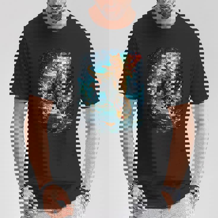 Chat De L'espace À Chevalur Le DinosaureRex T-Shirt Cadeaux drôles