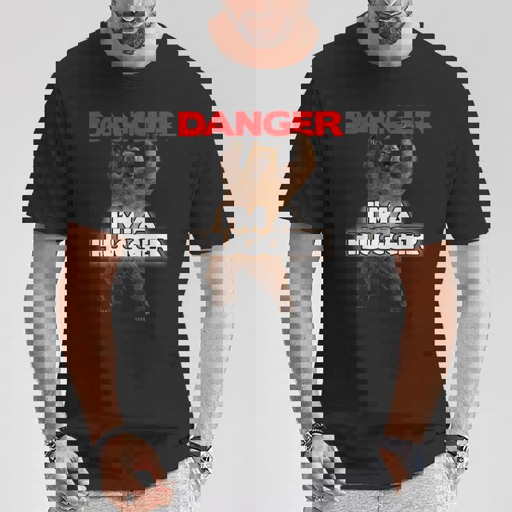 Danger I'm A Big Hugger 面白い危険な熊のハギング Tシャツ 面白い贈り物