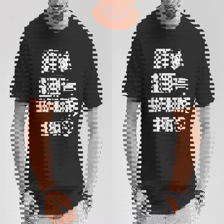 Divertida Krav Maga Eatleep Krav Maga Repeat Camiseta unisex Regalos divertidos