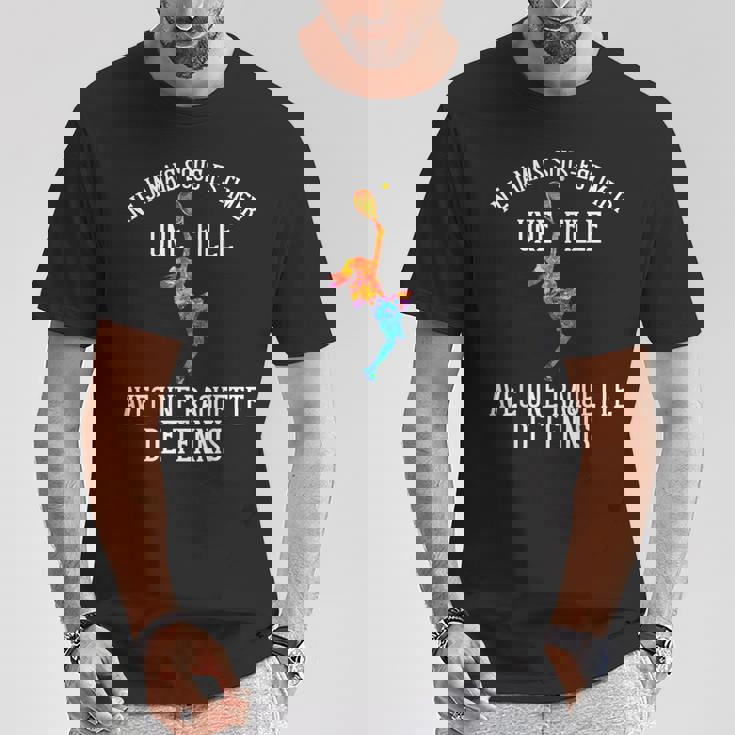 Drôle Fille Avec Une Raquette De Tennis Joueur De Tennis T-Shirt Cadeaux drôles