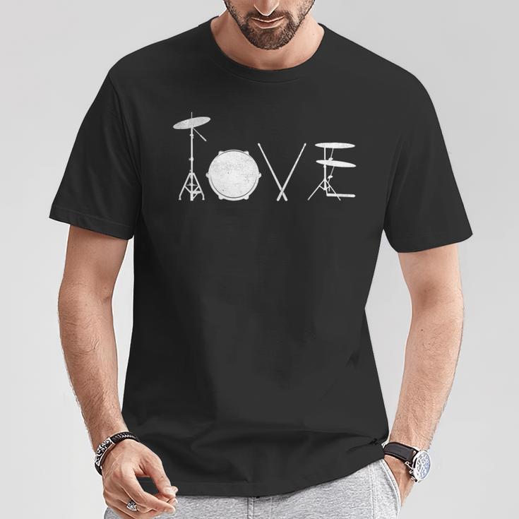 Drummer Love グラフィックドラムセット ドラミングミュージシャン ロックバンド Tシャツ 面白い贈り物